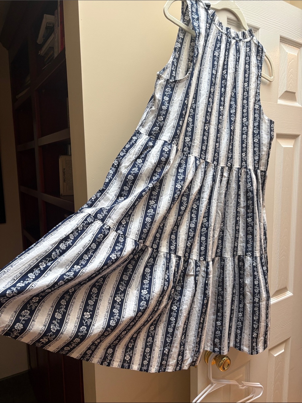 J. Crew dress cotton Navy & White Striped Tiered Mini Dress NWT medium - Picture 12 of 12